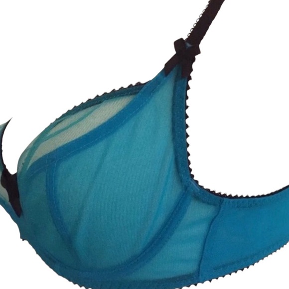 Claudette Sheer Underwire Bra, Style Dessious, Turquoise & Blsck, 34C, NWT - Picture 3 of 4